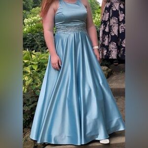 City Vibe-Aquamarine Blue Prim Formal Ball Gown with Beaded Waist